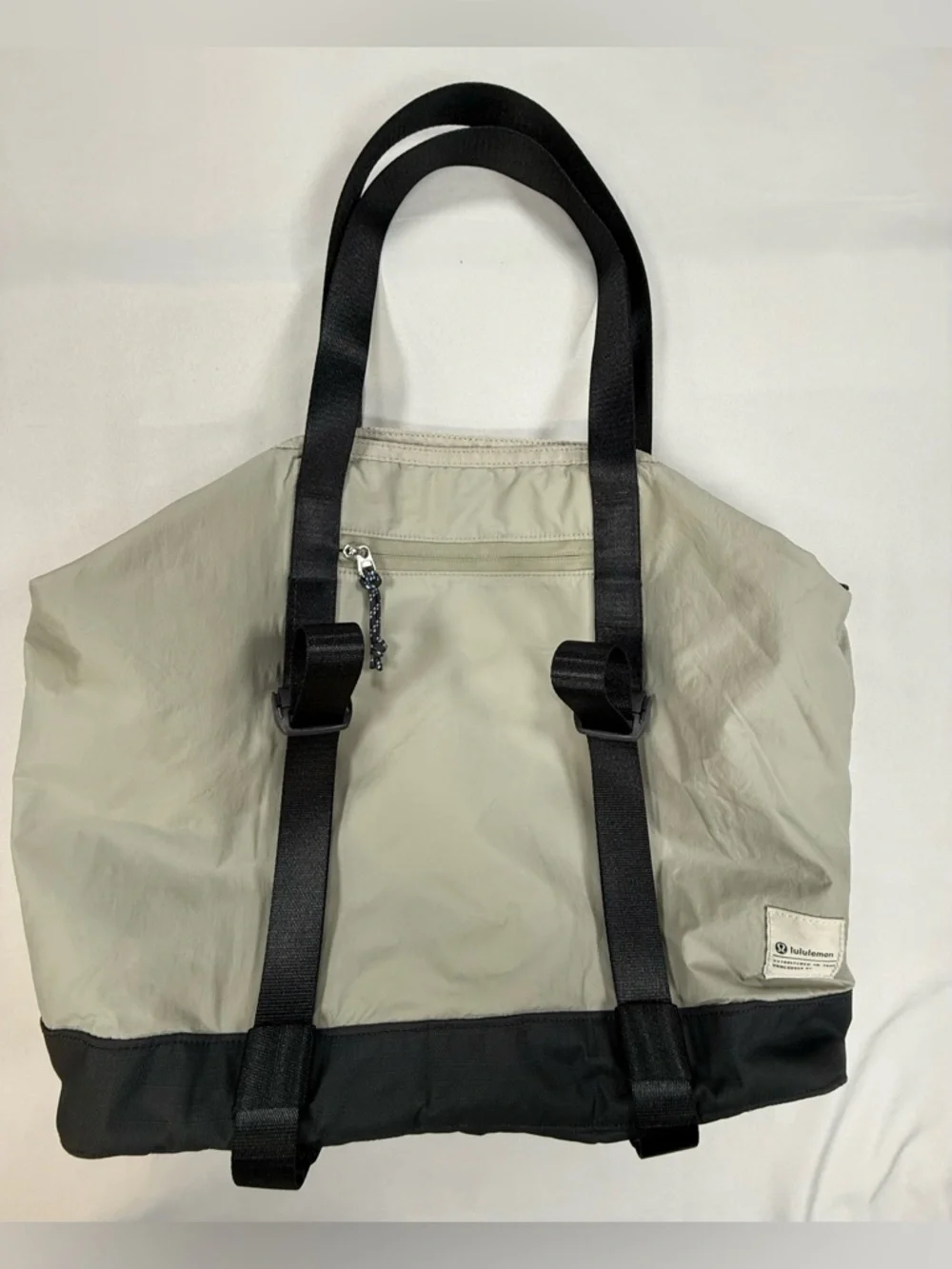 lululemon athletica Light Gray and Black Convertible Nylon Tote